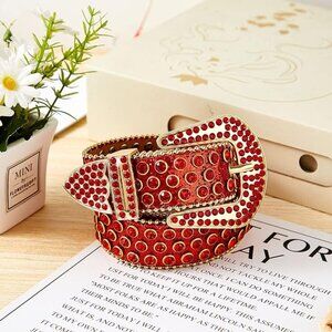Rhinestone western red belt